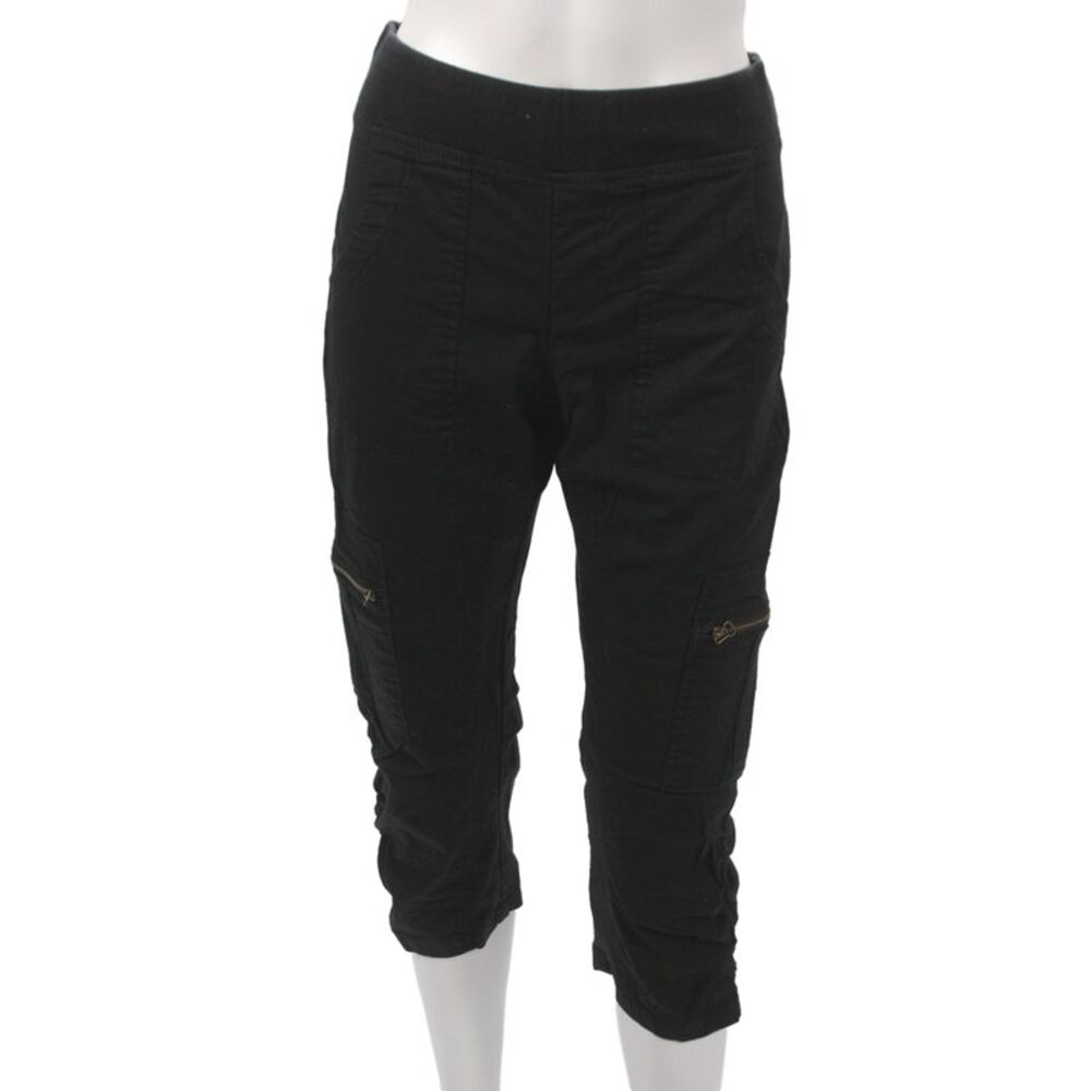 Wearables Womens Black Cargo Capri Pants Pull On Cotton Blend Size XS